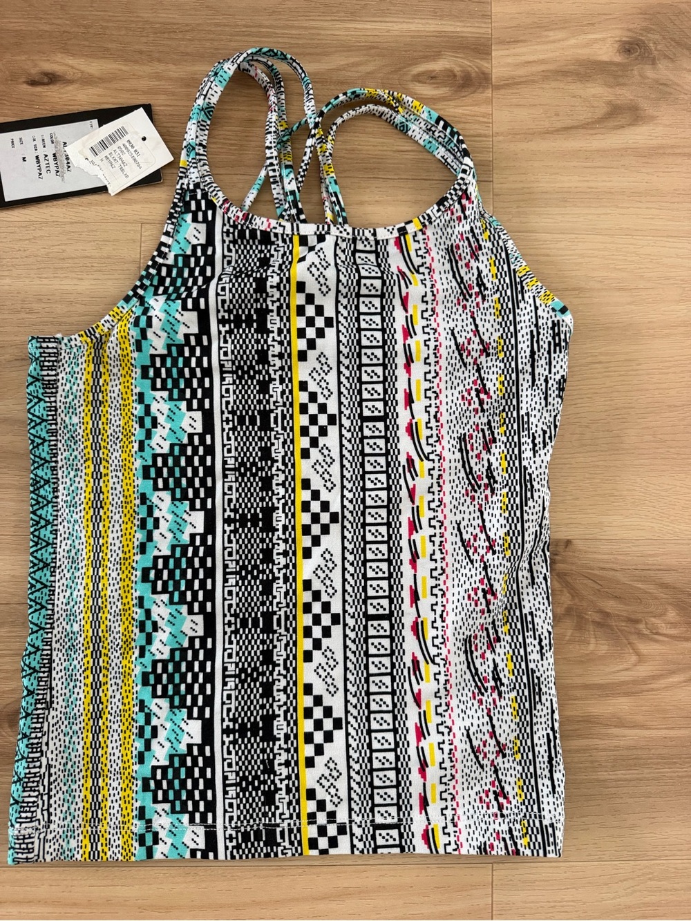 OP Girls Black White Turquoise Yellow Patterned One-Piece Bodysuit